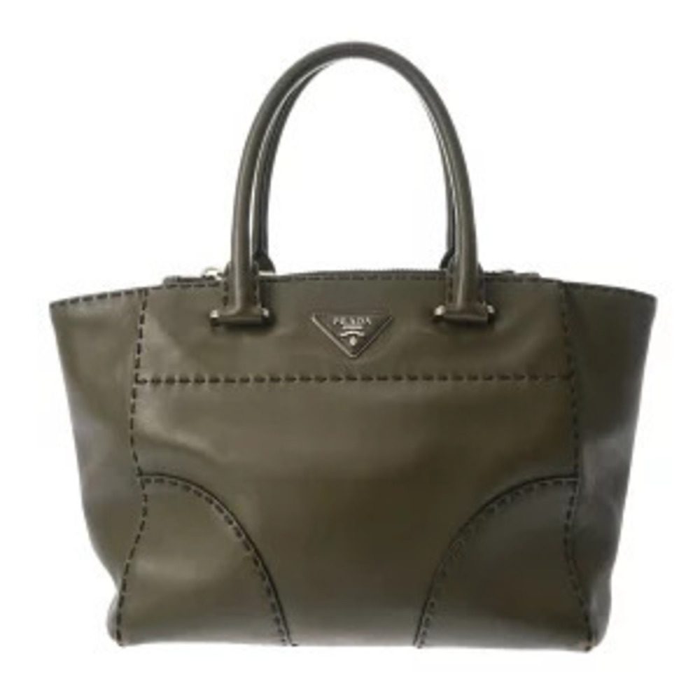 Prada Handbag Khaki Green Leather Bag